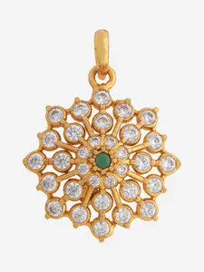 Kushal's Fashion Jewellery 92.5 Pure Silver Gold-Plated Floral Pendant