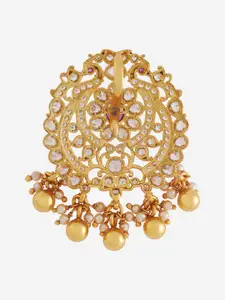 Kushal's Fashion Jewellery Embellished Bridal 92.5 Silver Gold-Plated Circular Pendants