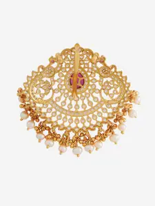 Kushal's Fashion Jewellery Gold-Plated Cubic Zirconia Peacock Shaped Pendants