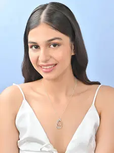 ToniQ Silver Plated Oval-Shaped Pendants With Chains