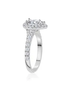 Ornate Jewels 925 Sterling Silver Rhodium-Plated American Diamond Studded Finger Ring