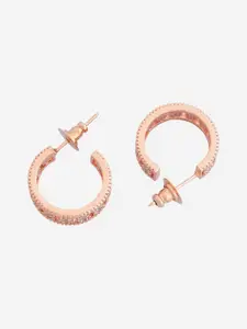 Kushal's Fashion Jewellery Rose Gold-Plated Zircon Embellished Bridal Drop Earrings