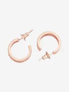 Kushal's Fashion Jewellery Cubic Zirconia Oval Half Hoop Earrings