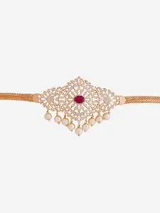 Kushal's Fashion Jewellery Embellished Bridal Gold-Plated Copper Cubic Zirconia Necklace