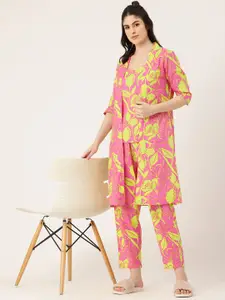 ETC Floral Printed Pure Cotton Night Suit With Shrug