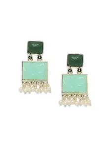 OOMPH Artificial Stones and Beads Square Drop Earrings