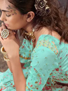 Fusionic Embroidered Semi-Stitched Lehenga & Unstitched Blouse With Dupatta