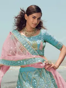 Fusionic Embroidered Beads & Stones Semi-Stitched Lehenga & Unstitched Blouse With Dupatta