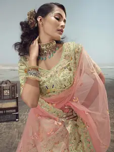 Fusionic Embroidered Beads & Stones Semi-Stitched Lehenga & Unstitched Blouse With Dupatta