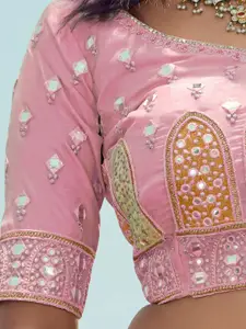 Fusionic Embroidered Mirror Work Semi-Stitched Lehenga & Unstitched Blouse With Dupatta