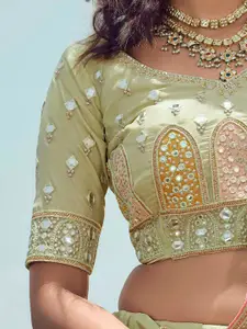 Fusionic Embroidered Mirror Work Semi-Stitched Lehenga & Unstitched Blouse With Dupatta