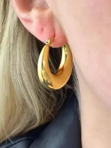 DressBerry Gold Plated Contemporary Hoop Earrings