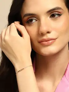 Sangria 925 Sterling Silver Rhodium Plated with Tourmaline Stone Charm Bracelet