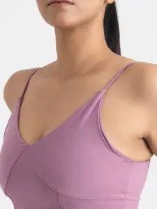 Hunnit Zen V Neck Dry Fit Sports Bra with Medium Coverage