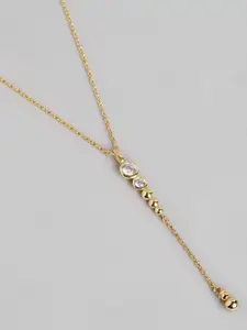 Carlton London 18kt Gold Plated Cubic Zirconia Lariat Pendant with Chain