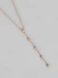 Carlton London 18kt Rose Gold Plated with CZ Lariat Necklace