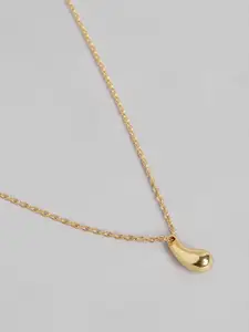 Carlton London 18kt Gold Plated Contemporary Drop Pendant with Chain