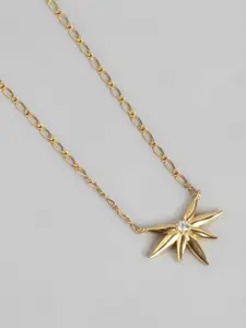 Carlton London 18kt Gold Plated Star Burst with CZ Necklace