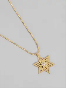 Carlton London 18kt Gold Plated with Cubic Zirconia Studded Star Pendant and Chain