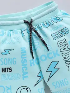 Happy Faces Boys Pure Cotton Typography Printed T-shirt with Shorts