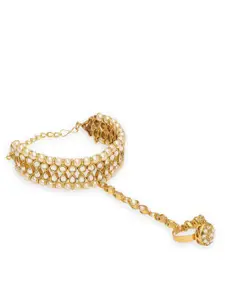 Anouk Kundan Studded Bracelet With Ring
