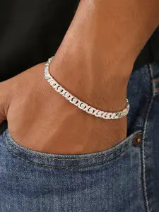 Zavya Men 925 Sterling Silver Silver-Plated Link Bracelet
