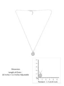 KAI JEWEL Rhodium Plated 92.5 Sterling Silver Cubic Zirconia Pendant with Chain