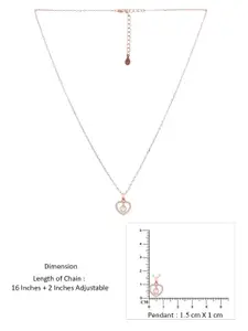KAI JEWEL Rose Gold Plated 92.5 Sterling Silver Cubic Zirconia Pendant with Chain
