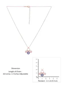 KAI JEWEL Rose Gold Plated 92.5 Sterling Silver Cubic Zirconia Pendant with Chain