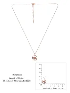 KAI JEWEL 92.5 Sterling Silver Rose Gold-Plated Circular Pendant With Chain