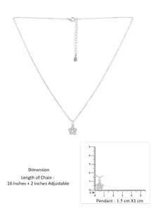 KAI JEWEL 92.5 Sterling Silver  Rhodium-Plated Floral Pendant with Chain