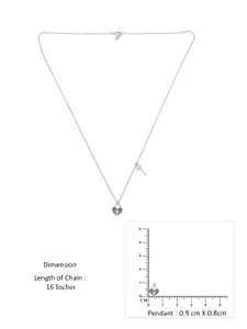 KAI JEWEL 92.5 Sterling Silver Rhodium-Plated Heart Shaped Pendant With Chain