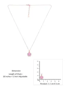 KAI JEWEL 925 Sterling Silver Rose Gold-Plated Cubic Zirconia Studded Pendant With Chain