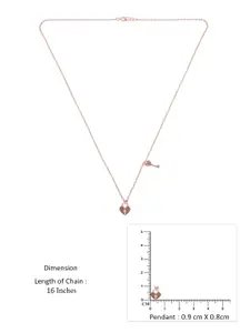 KAI JEWEL 925 Sterling Silver Rose Gold-Plated Cubic Zirconia Studded Pendant With Chain