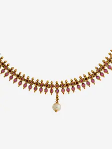 Kushal's Fashion Jewellery Gold-Plated Stone Studded Antique Necklace