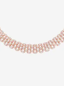 Kushal's Fashion Jewellery Copper Rose Gold-Plated Cubic Zirconia Necklace