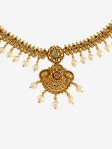 Kushal's Fashion Jewellery Gold-Plated Cubic Zirconia Antique Necklace