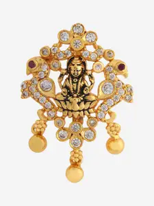 Kushal's Fashion Jewellery Gold-Plated 92.5 Pure Silver Artificial Stones Temple Pendants