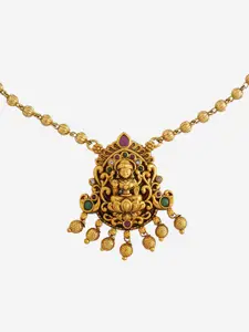 Kushal's Fashion Jewellery Cubic Zirconia Gold-Plated Antique Necklace