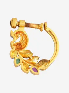 Kushal's Fashion Jewellery Gold-Plated Cubic Zirconia Ring Nosepin