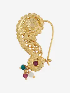 Kushal's Fashion Jewellery Gold-Plated Cubic Zirconia Ring Nosepin