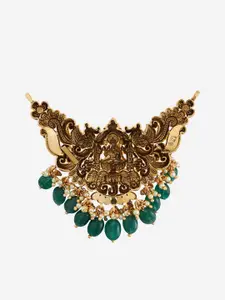 Kushal's Fashion Jewellery Gold-Plated 92.5 Pure Silver Artificial Stones Temple Pendants