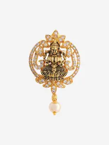 Kushal's Fashion Jewellery Gold-Plated 92.5 Pure Silver Cubic Zirconia Temple Pendants