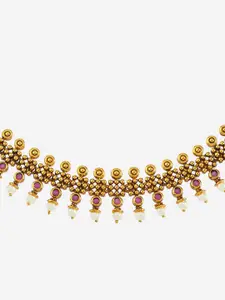 Kushal's Fashion Jewellery Gold-Plated Stone Studded Stone Studded Antique Necklace