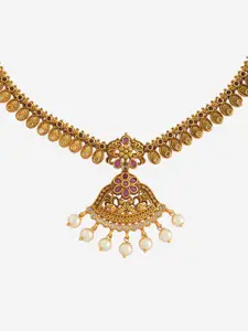 Kushal's Fashion Jewellery Gold-Plated Cubic Zirconia Antique Necklace