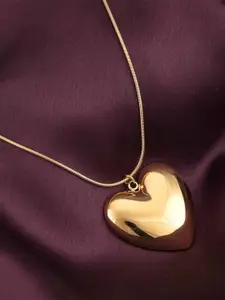 PALMONAS Gold Plated Stainless Steel Heart Shaped Pendant With Chain