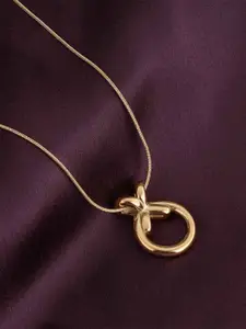 PALMONAS Stainless Steel Gold-Plated Pendant With Chain