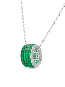 MISS JO 925 Sterling Silver Stones Studded Rhodium-Plated Quirky Pendants with Chains