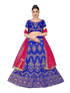 Maroosh Embellished Thread Work Silk Unstitched Lehenga & Blouse With Dupatta