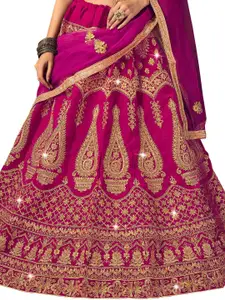 Maroosh Embroidered Thread Work Velvet Unstitched Lehenga & Blouse With Dupatta